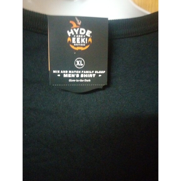 Hyde & Eek Men's Size XL Black Glow In The Dark Halloween Sleep Shirt - Picture 4 of 4